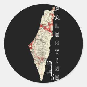 Adesivo Mapa da Palestina com a palavra Falastin em Árabe