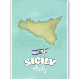 Adesivo Mapa da Sicília Itália estilo vintage