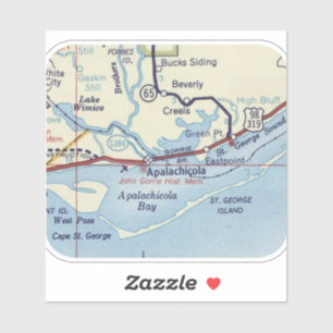 Adesivo Mapa da Vintage Apalachicola FL