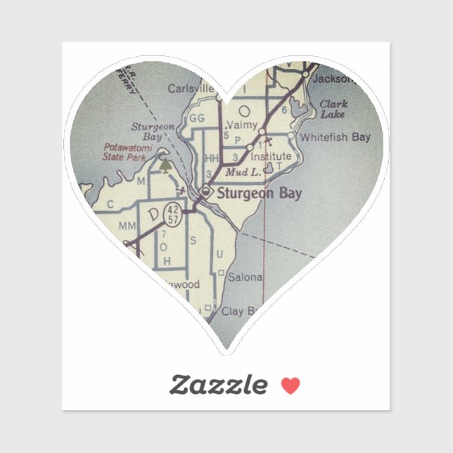 Adesivo Mapa da Vintage da Baía de Sturgeon (Folha)
