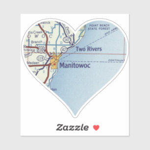 Adesivo Mapa da Vintagem da WI Manitowoc