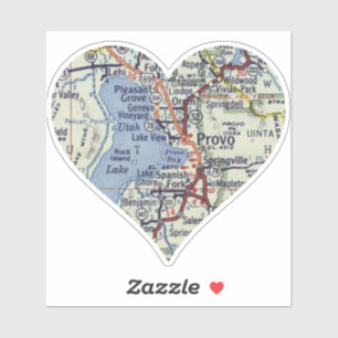 Adesivo Mapa da Vintagem de Heart Provo Utah