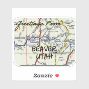 Adesivo Mapa da Vintagem do Beaver UT