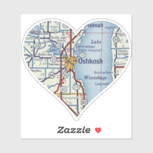 Adesivo Mapa da Vintagem do Oshkosh WI