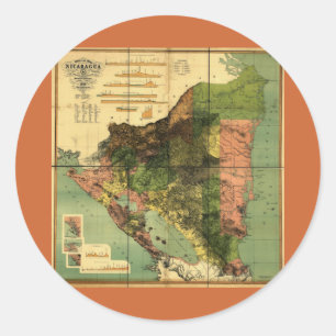 Adesivo Mapa de 1898 oficiais de Nicarágua