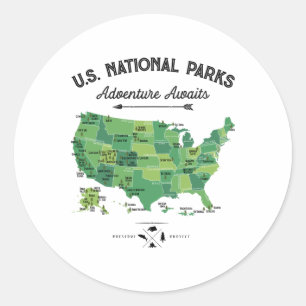 Adesivo Mapa de 62 Parques Nacionais Us Park Camping Vinta