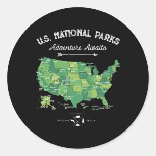 Adesivo Mapa de 63 Parques Nacionais Us Parque Retro Vinta
