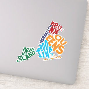 Adesivo Mapa de Arte de Palavras de Nova Iorque cinco Boro