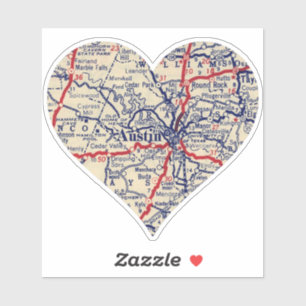 Adesivo Mapa de Austin Texas 1941