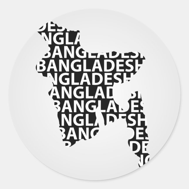 Adesivo Mapa de Bangladesh com dentro de texto (Frente)