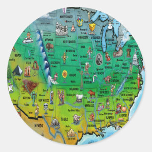 Adesivo Mapa de desenhos animados dos EUA