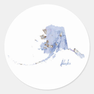 Adesivo Mapa de Estado do Alasca Azul e Dourado