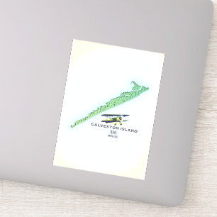 Adesivo Mapa de Galveston Island Texas EUA