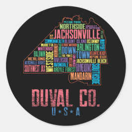 Adesivo Mapa de Jacksonville Duval County Florida USA