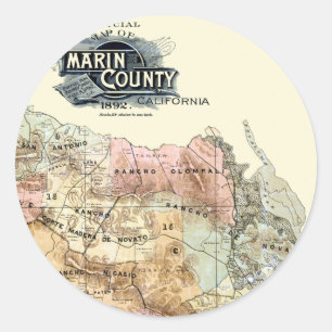 Adesivo Mapa de Marin County em 1890