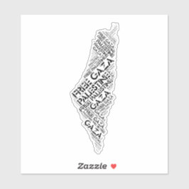 Adesivo Mapa de Nuvem de Palavras Gaza Livre Palestina Liv