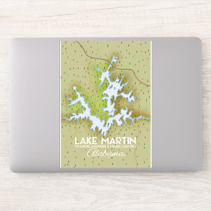 Adesivo Mapa de pôster de viagem do Lago Martin Alabama.