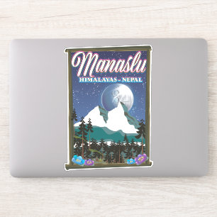 Adesivo Mapa de posteres de viagens para Manaslu Himalaia 