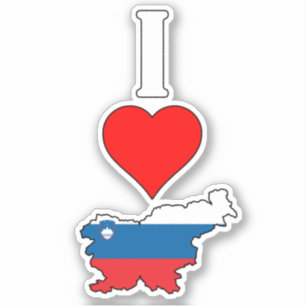Adesivo Mapa de Sinalizador da Eslovênia I Love / Heart E