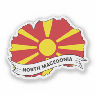Adesivo Mapa de Sinalizador da Macedônia do Norte
