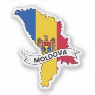 Adesivo Mapa de Sinalizador da Moldávia