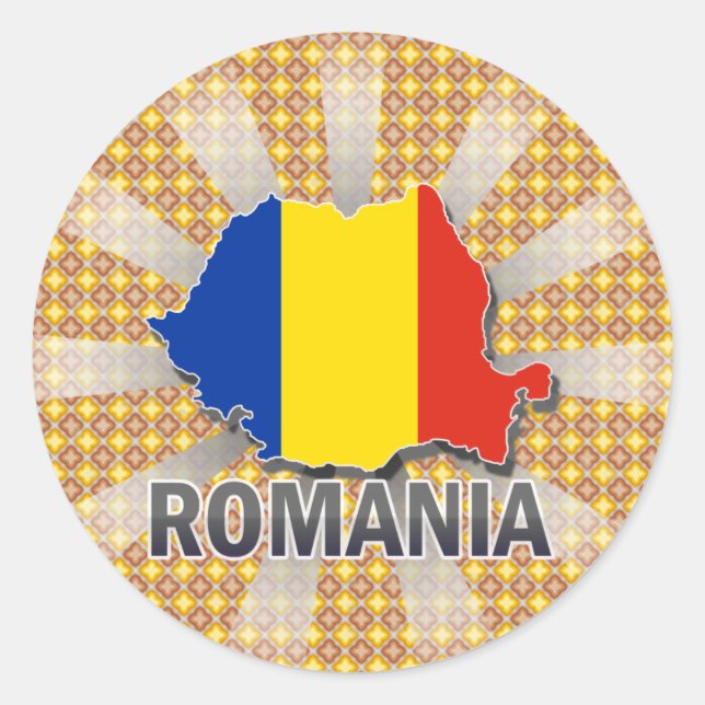 Adesivo Mapa de Sinalizador da Romênia 2.0 (Frente)