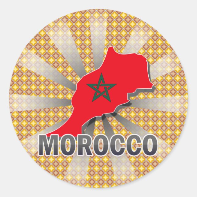 Adesivo Mapa de Sinalizador de Marrocos 2.0 (Frente)