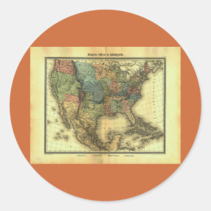 Adesivo Mapa de Thunot Duvotenay de 1848: Etats-Unis & Mex