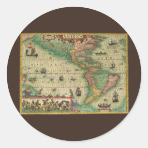 Adesivo Mapa de Velho Mundo antigo dos Americas, 1606