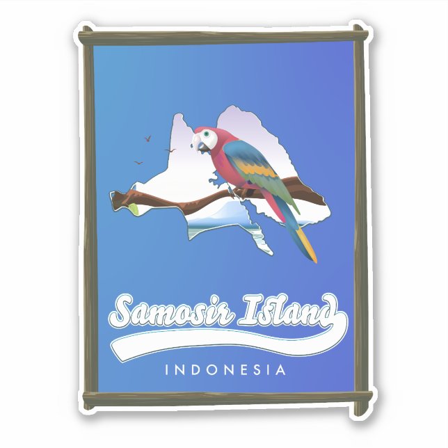 Adesivo Mapa de viagem da Ilha Samosir Indonésia (Frente)