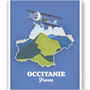 Adesivo Mapa de viagem da Occitanie France