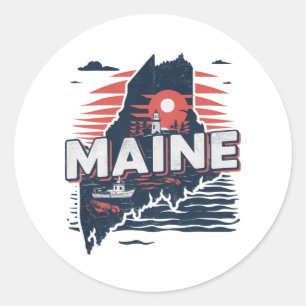 Adesivo Mapa de viagem do estado de Maine vintage EUA