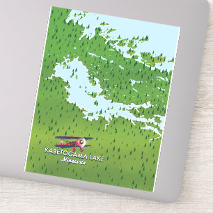 Adesivo Mapa de viagem do lago Kabetogama, Minnesota, EUA.