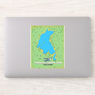 Adesivo Mapa de viagem do lago Thingvallavatn Islândia