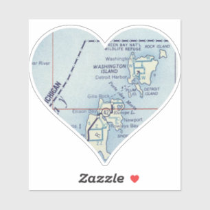 Adesivo Mapa de Vintage da WI da Ilha de Washington
