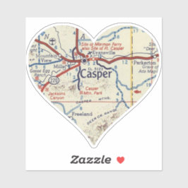 Adesivo Mapa de Vintage do Casper Wyoming