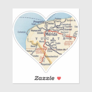 Adesivo Mapa de Vintage do México Merida