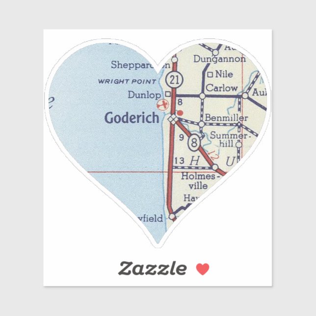 Adesivo Mapa de Vintagem de Goderich Ontario (Folha)