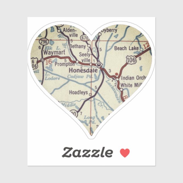 Adesivo Mapa de Vintagem do PA Honesdale (Folha)