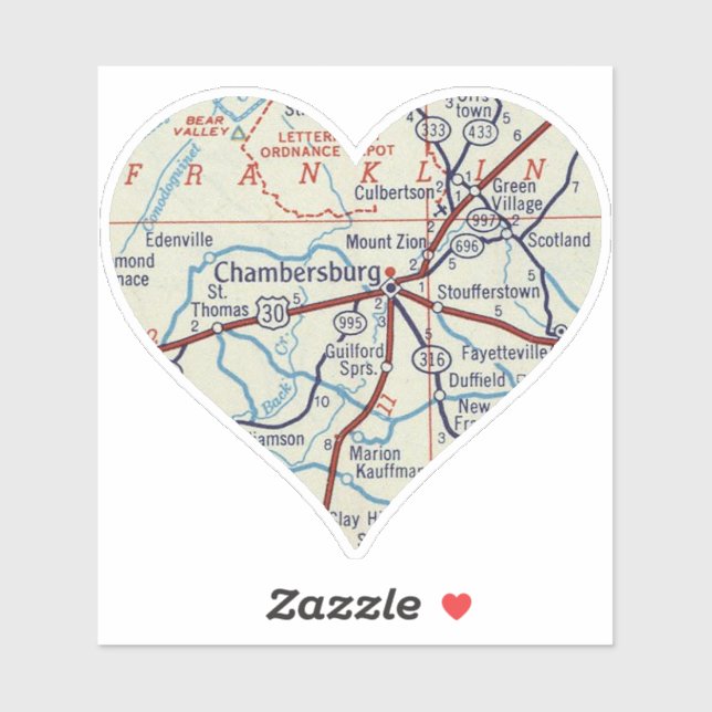 Adesivo Mapa de Vintagens da PA em Chambersburg (Folha)
