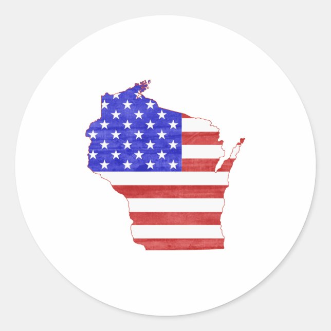 Adesivo Mapa de Wisconsin modelou a bandeira americana Pat (Frente)