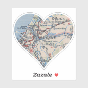 Adesivo Mapa do Bayonne France Vintage