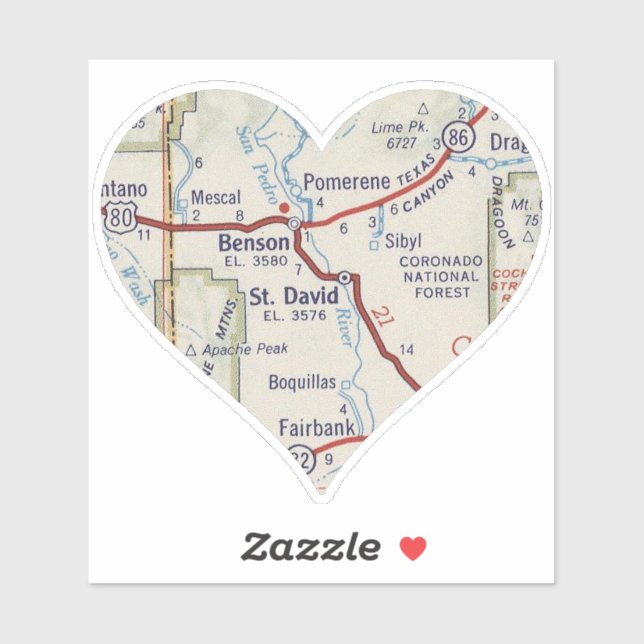 Adesivo Mapa do Benson AZ Vintage (Folha)