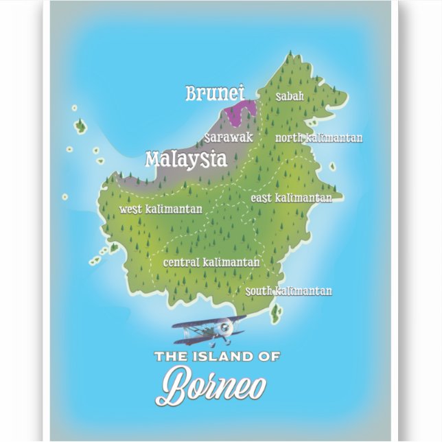 Adesivo Mapa do Borneo (Frente)
