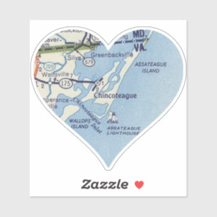 Adesivo Mapa do Chincoteague VA Classic