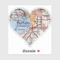 Mapa do coração Buffalo NY Vintage