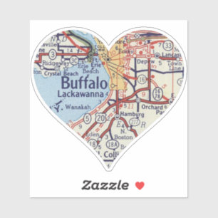 Adesivo Mapa do coração Buffalo NY Vintage