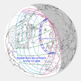 Adesivo Mapa do Eclipse Solar Total de 2026
