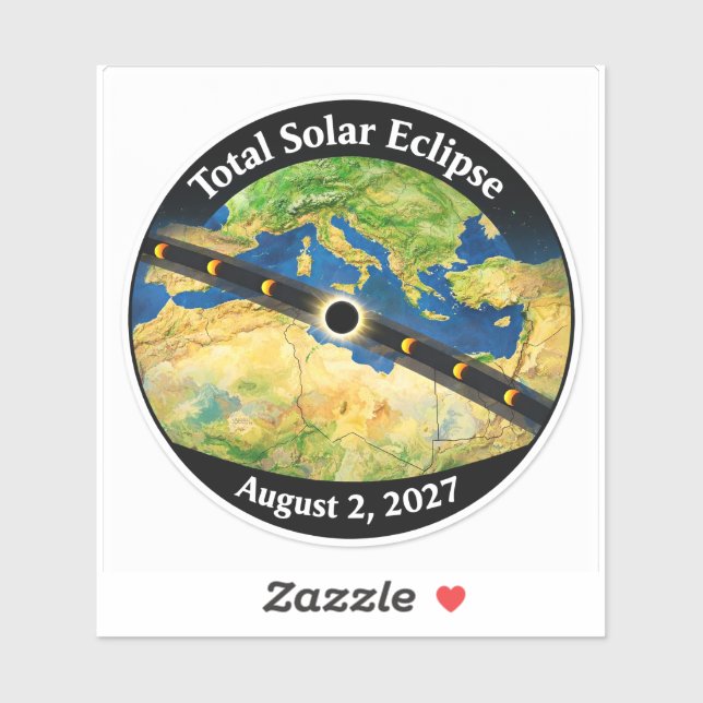 Adesivo Mapa do Eclipse Solar Total de 2027 (Folha)