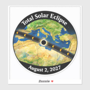 Adesivo Mapa do Eclipse Solar Total de 2027